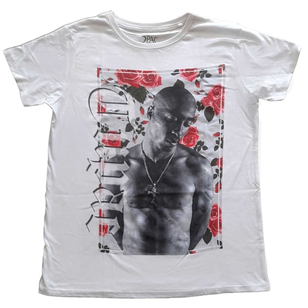 Tupac Shakur Dam/Dam Floral Bomull T-shirt 12 UK Vit White 12 UK