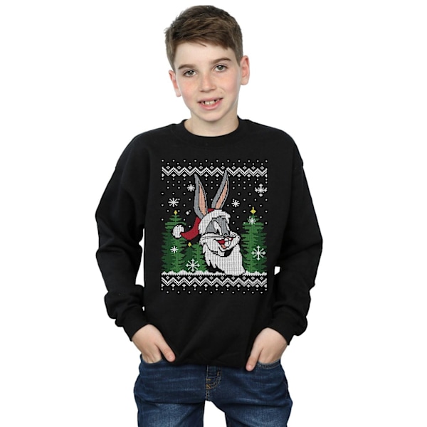 Looney Tunes Pojkar Bugs Bunny Jul Fair Isle Sweatshirt 7-8 Black 7-8 Years