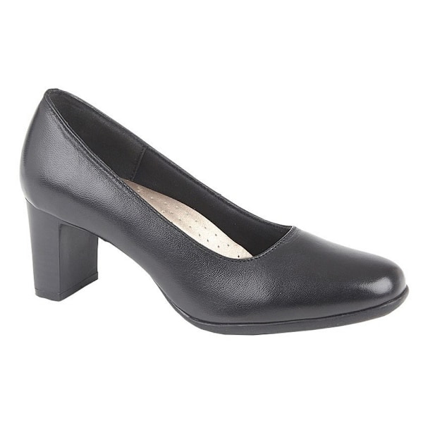 Mod Comfys Dam/Dam Block Heel Läder Court Skor 7 UK Svart Black 7 UK