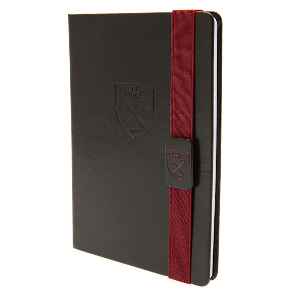 West Ham United FC Premium Banded Faux Leather Notebook One Siz Maroon/Black One Size