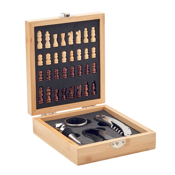 MidOcean Chesset Schackbräde i Bambu & Vinset One Size Trä Wood One Size