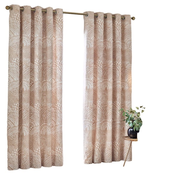 Hoem Nola Abstrakta Öglor Gardiner (2-pack) 229cm x 229cm Havregryn Oat 229cm x 229cm