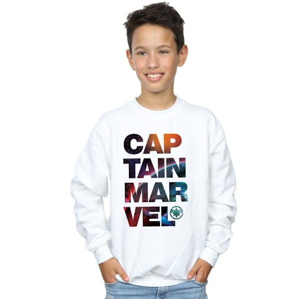 Marvel Boys Captain Marvel Space Text Sweatshirt 12-13 år Vit White 12-13 Years