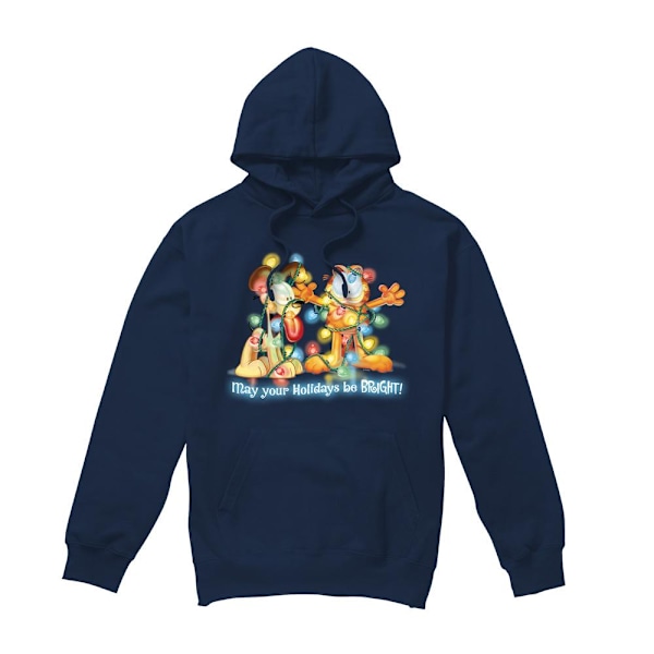 Garfield Herr Ljusstark Jul-Hoodie XL Marinblå Navy XL