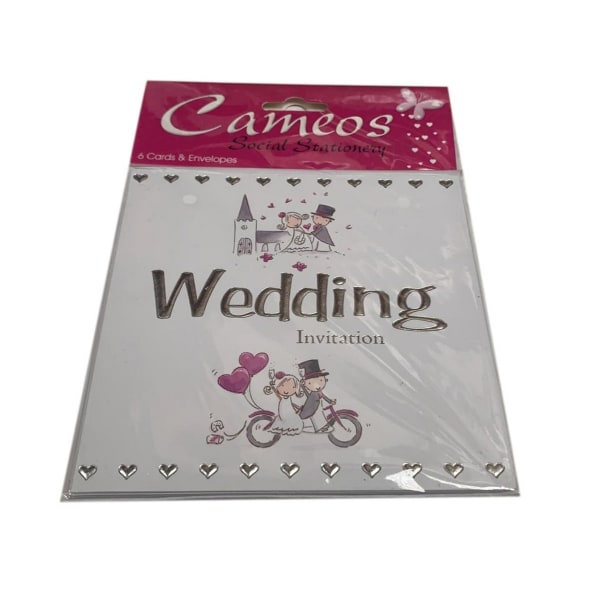 Cameos bröllopsinbjudningar (paket med 6) One Size Vit/Silver White/Silver One Size