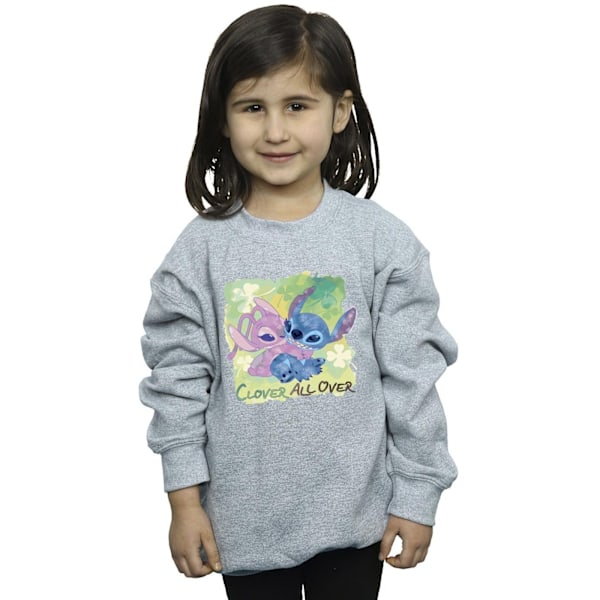 Disney Girls Lilo And Stitch St Patrick´s Day Clover Sweatshirt Sports Grey 5-6 Years