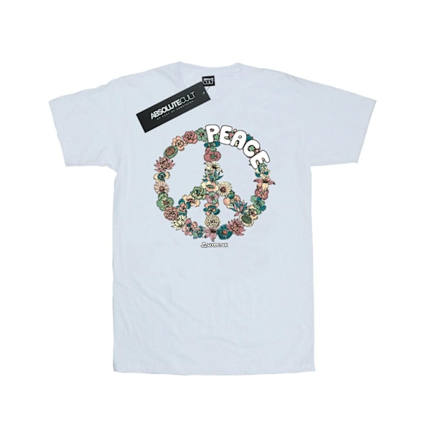 Woodstock herr T-shirt med blommigt fredstecken XL vit White XL