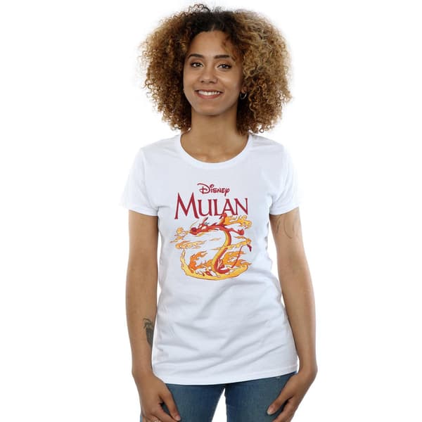 Disney Dam Mulan Mushu Dragon Fire T-shirt i bomull L Vit White L