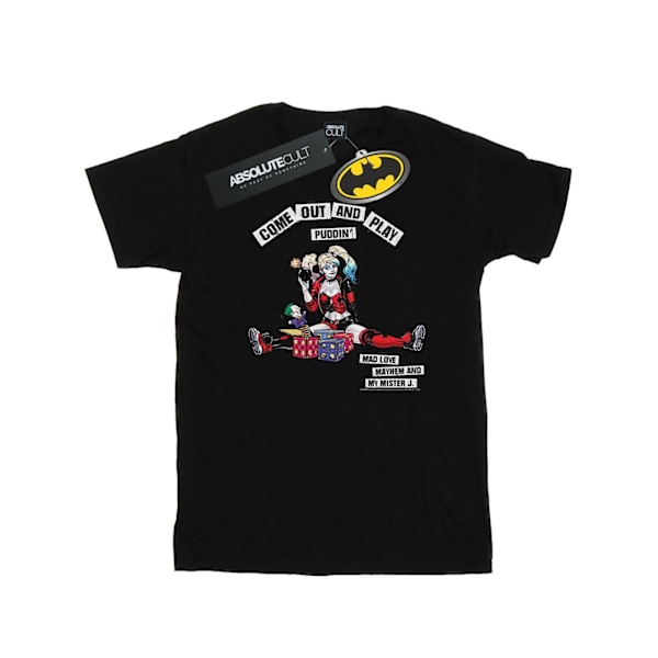 DC Comics Girls Harley Quinn Come Out And Play Bomull T-shirt 5 Black 5-6 Years