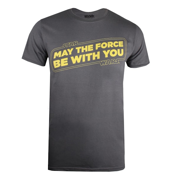 Star Wars T-shirt för män May The Force Be With You S Charcoal/Yel Charcoal/Yellow/Yellow S