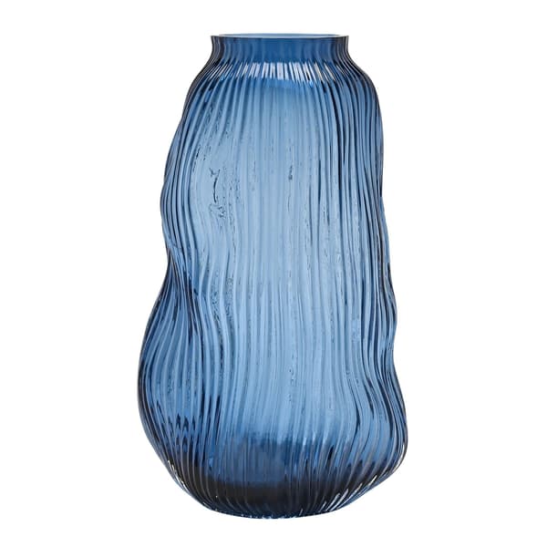 Hestia Glas Räfflad Vas En Storlek Blå Blue One Size