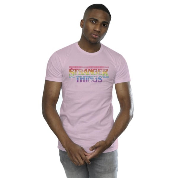 Netflix Stranger Things Rainbow Dot Logo T-shirt L Baby Pi Baby Pink L