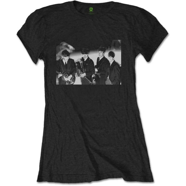 The Beatles T-shirt för gruppskott för kvinnor/damer L Svart Black L