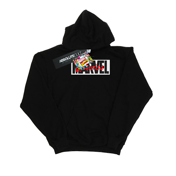 Marvel Boys Röd Font Logo Hoodie 12-13 År Svart Black 12-13 Years