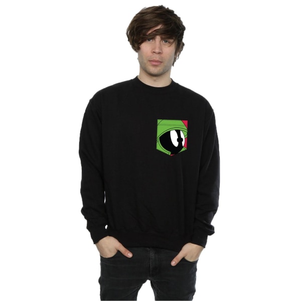 Looney Tunes Herr Marvin The Martian Ansikte Faux Fick Sweatshirt Black M