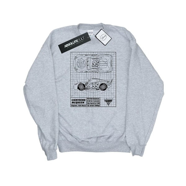 Disney Dam/Damer Bilar Blixten McQueen Ritning Sweatshirt Heather Grey XXL