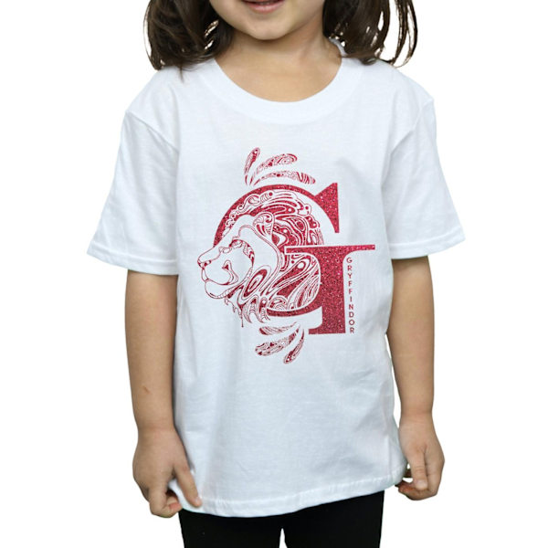 Harry Potter T-shirt med glitter för flickor, Gryffindor, 5-6 år White 5-6 Years