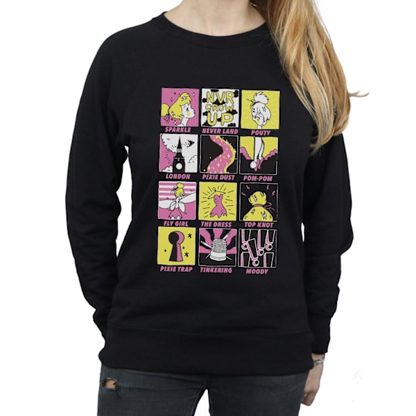 Disney Dam/Kvinnor Tinkerbell Squares Sweatshirt XL Svart Black XL