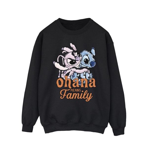 Disney Mens Lilo And Stitch Ohana Angel Kram Sweatshirt XXL Svart Black XXL