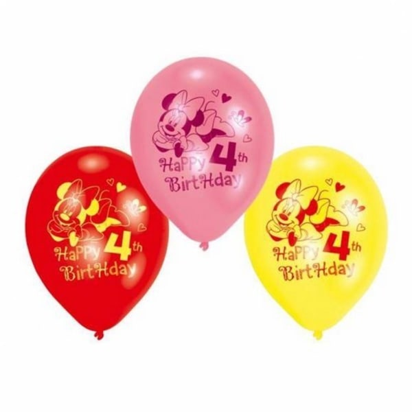 Disney Latex Minnie Mouse 4:e födelsedagsfestballonger (6-pack) One Multicoloured One Size