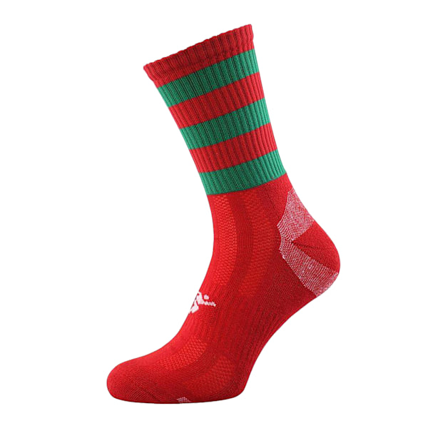 Precision Barn/Barn Pro Randiga Gaelic Mellanhöga Strumpor 12 UK Barn Red/Green 12 UK Child-2 UK