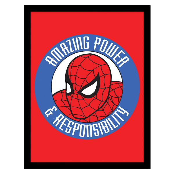 Spider-Man Amazing Power & Responsibility Inramad affisch 40 cm x Red/Blue 40cm x 30cm