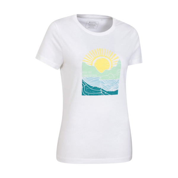 Mountain Warehouse Dam/Damer Never Lost Sunrise Organic T-Shirt White 20 UK