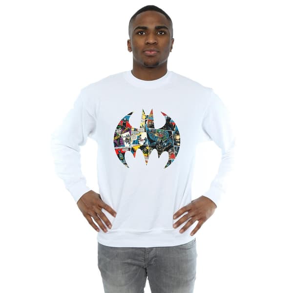DC Comics Herr Batman Serietidning Logotyp Sweatshirt 5XL Vit White 5XL