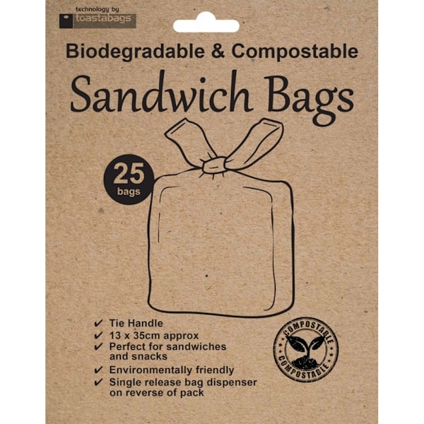 Planit Biologiskt Nedbrytbara Smörgåspåsar i Plast (Förpackning med 25) En Storlek May Vary One Size
