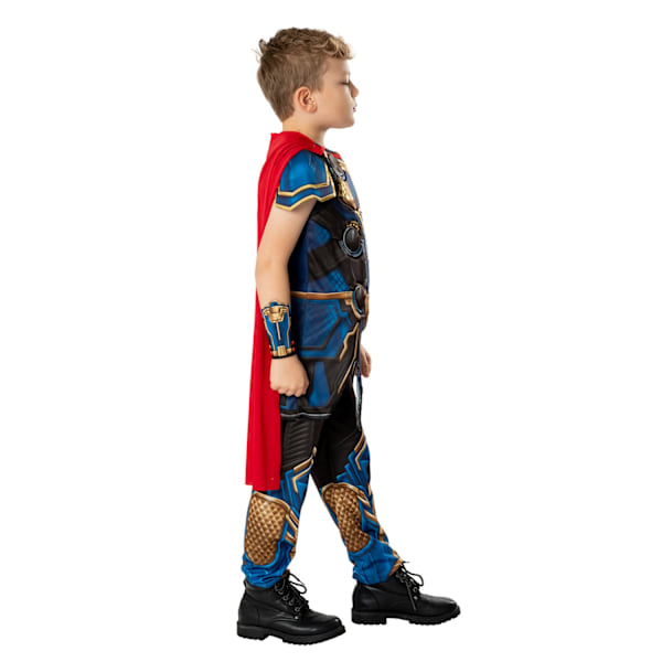 Thor: Kärlek och åska Barn/Barn Deluxe Kostym Topp & Botten Blue/Black/Red 3-4 Years