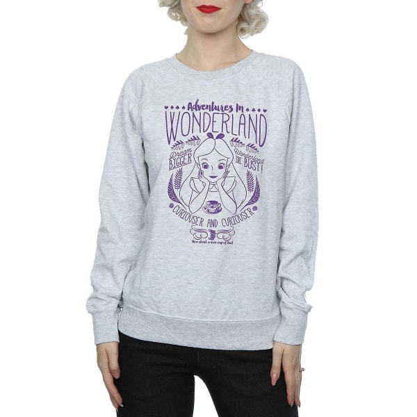 Alice In Wonderland Dam/Ladies Adventures Heather Sweatshirt Grey XL
