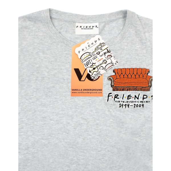 Friends Dam/Dam Central Perk Sofa Crop T-shirt S Grå Mar Grey Marl S