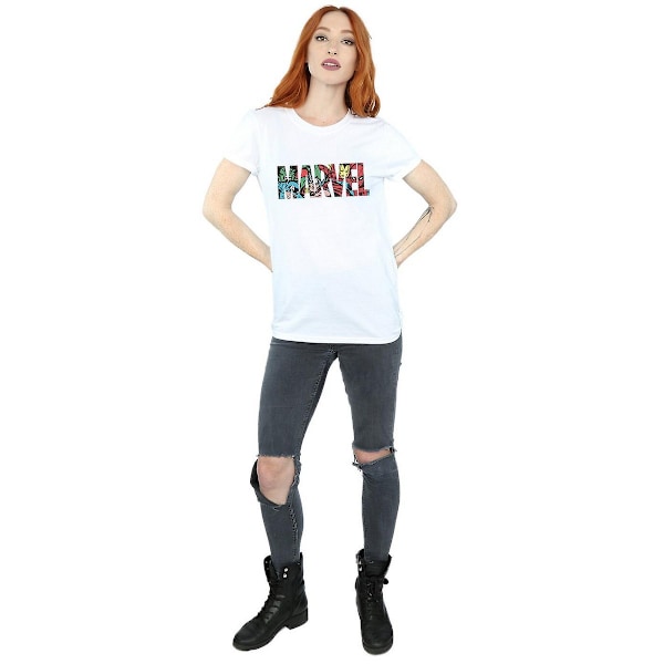 Marvel Comics Dam/Damer Karaktärer Bomull Logotyp Pojkvän T- White XL
