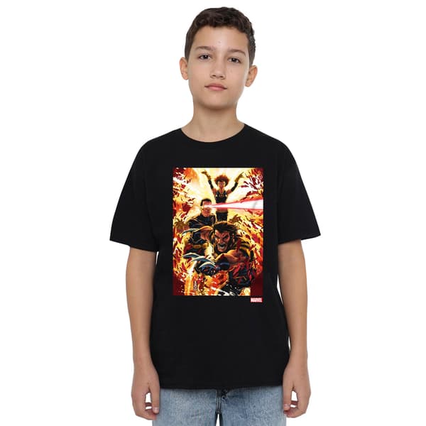 Marvel Barn/Barn X-Men Wolverine Cyclops Jean Grey T-Shirt Black 7-8 Years
