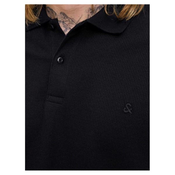 Jack And Jones Herr Texturerad Långärmad Pikétröja M Svart Black M