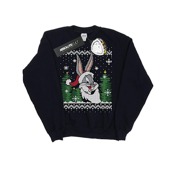Looney Tunes Pojkar Bugs Bunny Jul Fair Isle Sweatshirt 7-8 Navy Blue 7-8 Years