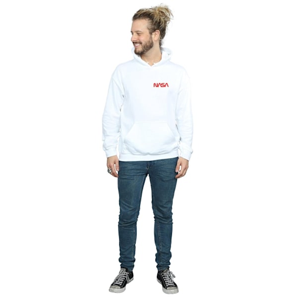 NASA Herr Modern Logo Bröst Hoodie L Vit White L