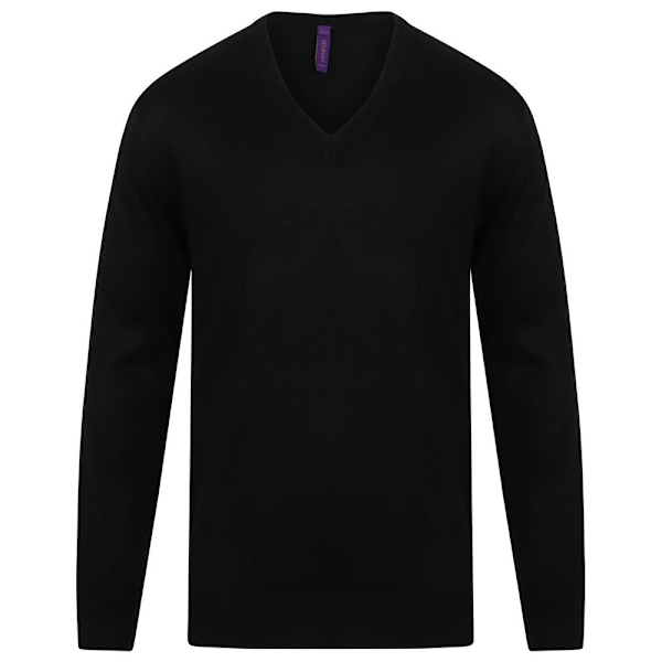 Henbury Herr Acryl V-ringad Sweatshirt L Svart Black L