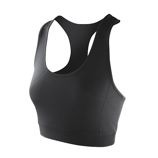 Spiro Womens/Ladies Softex Stretch Sports Sleeveless Crop Top 2 Black 2XL