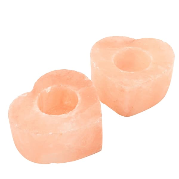 Himalayan Salt Heart Tea Light Holder (2-pack) 55mm x 95mm x Orange 55mm x 95mm x 105mm
