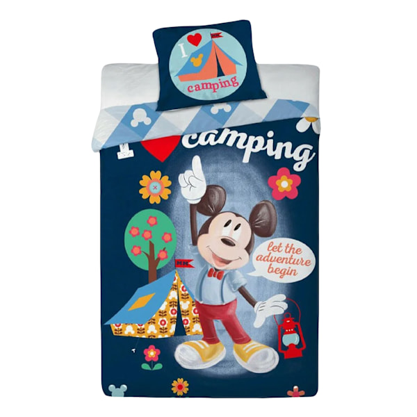 Disney Camping Bomull Mickey Mouse Påslakan Set Enkelsäng Blå/ Blue/White/Red Single