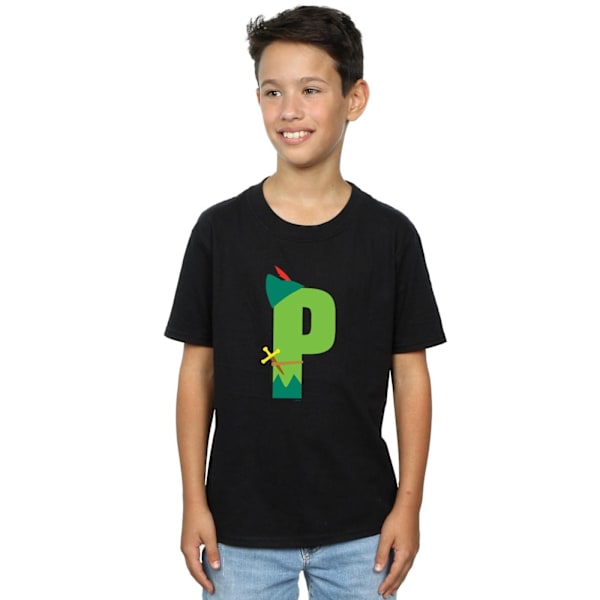 Disney Boys Alphabet P Is For Peter Pan T-Shirt 9-11 År Svart Black 9-11 Years