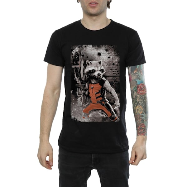 Guardians Of The Galaxy Herr Stående Rocket Raccoon Bomull T-shirt Black 3XL
