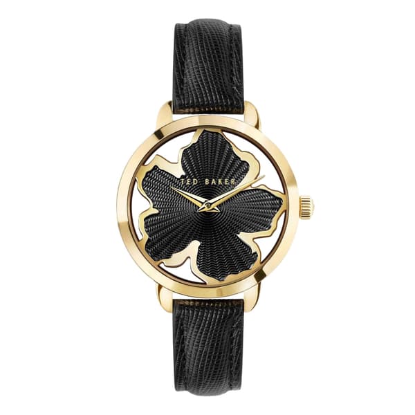 Ted Baker Dam/Dam Lilabel Läderrem Analog Klocka På Gold/Black One Size