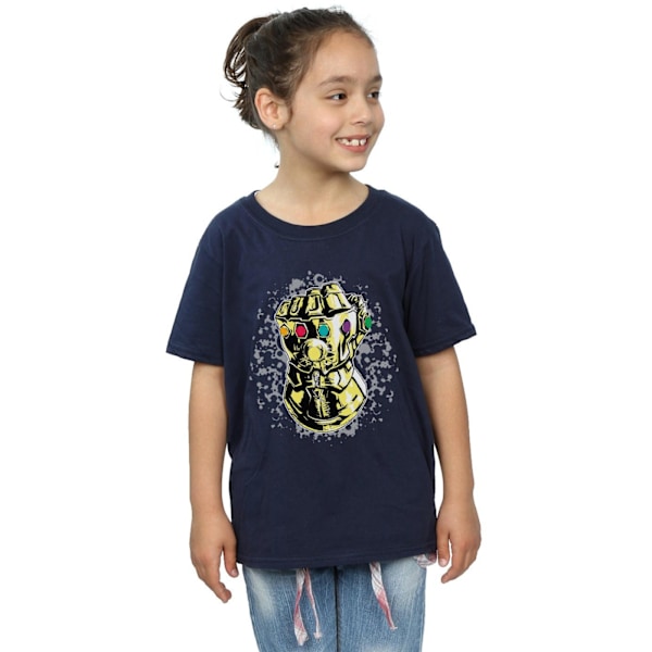 Marvel Girls Avengers Infinity War Thanos Fist Bomull T-shirt 7 Navy Blue 7-8 Years