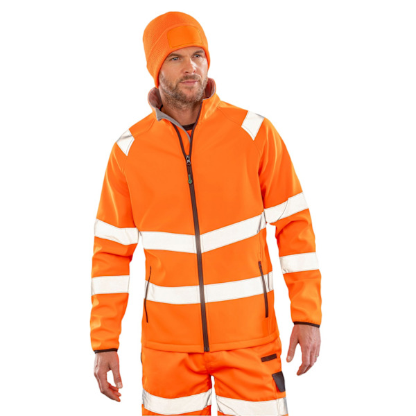 Result Herr Dubbelskiktad Återvunnen Säkerhet Mjuk Skaljacka 4X Fluorescent Orange 4XL