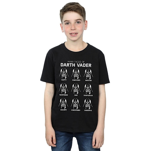 Star Wars Pojkar Många Ansikten Av Darth Vader Bomull T-Shirt 7-8 År Black 7-8 Years