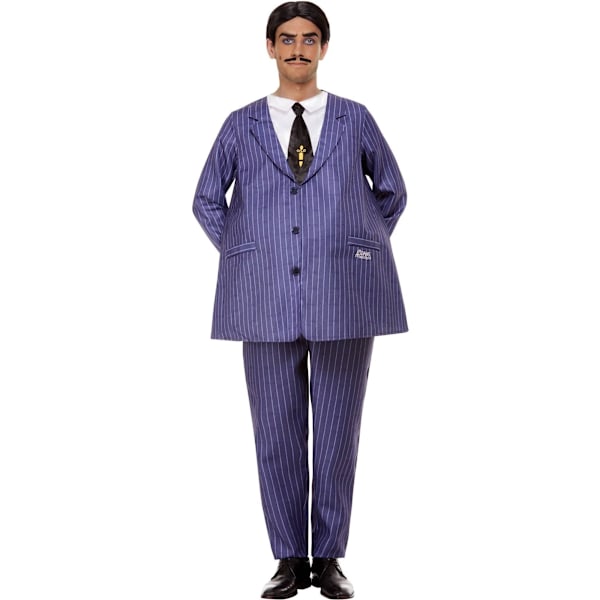 Addams Familjen Herrkostym Gomez Stor Lila/Vit Purple/White L