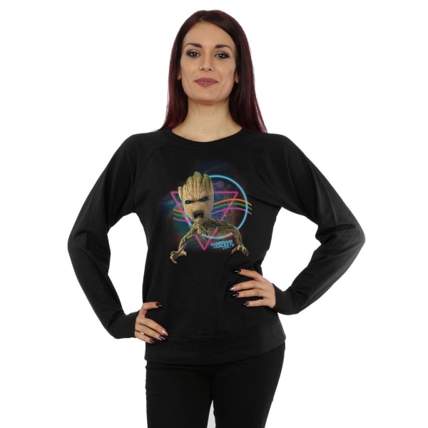 Marvel Dam/Kvinnor Guardians Of The Galaxy Neon Groot Sweatshirt Black L