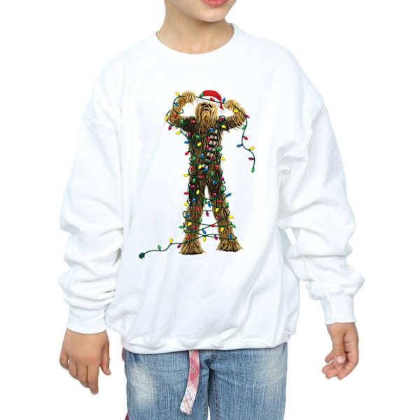 Star Wars Girls Chewbacca Julbelysning Sweatshirt 12-13 År White 12-13 Years